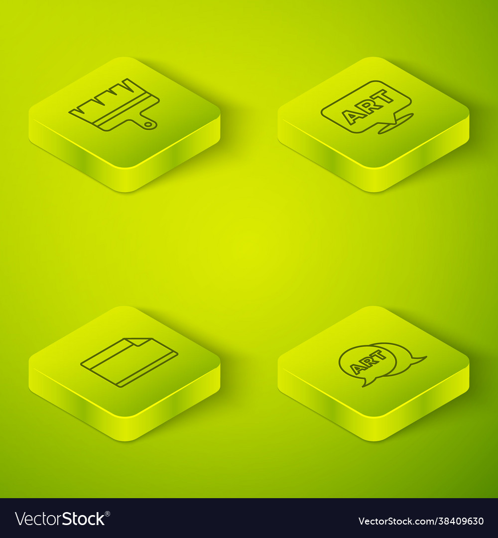 Set isometric line speech bubble with text art