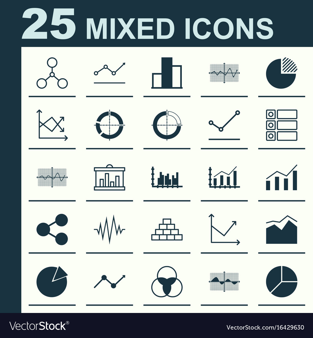 Set of graphs diagrams and statistics icons