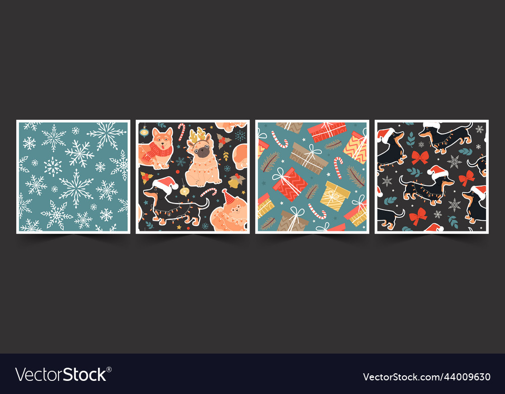 Set of seamless patterns for christmas or new