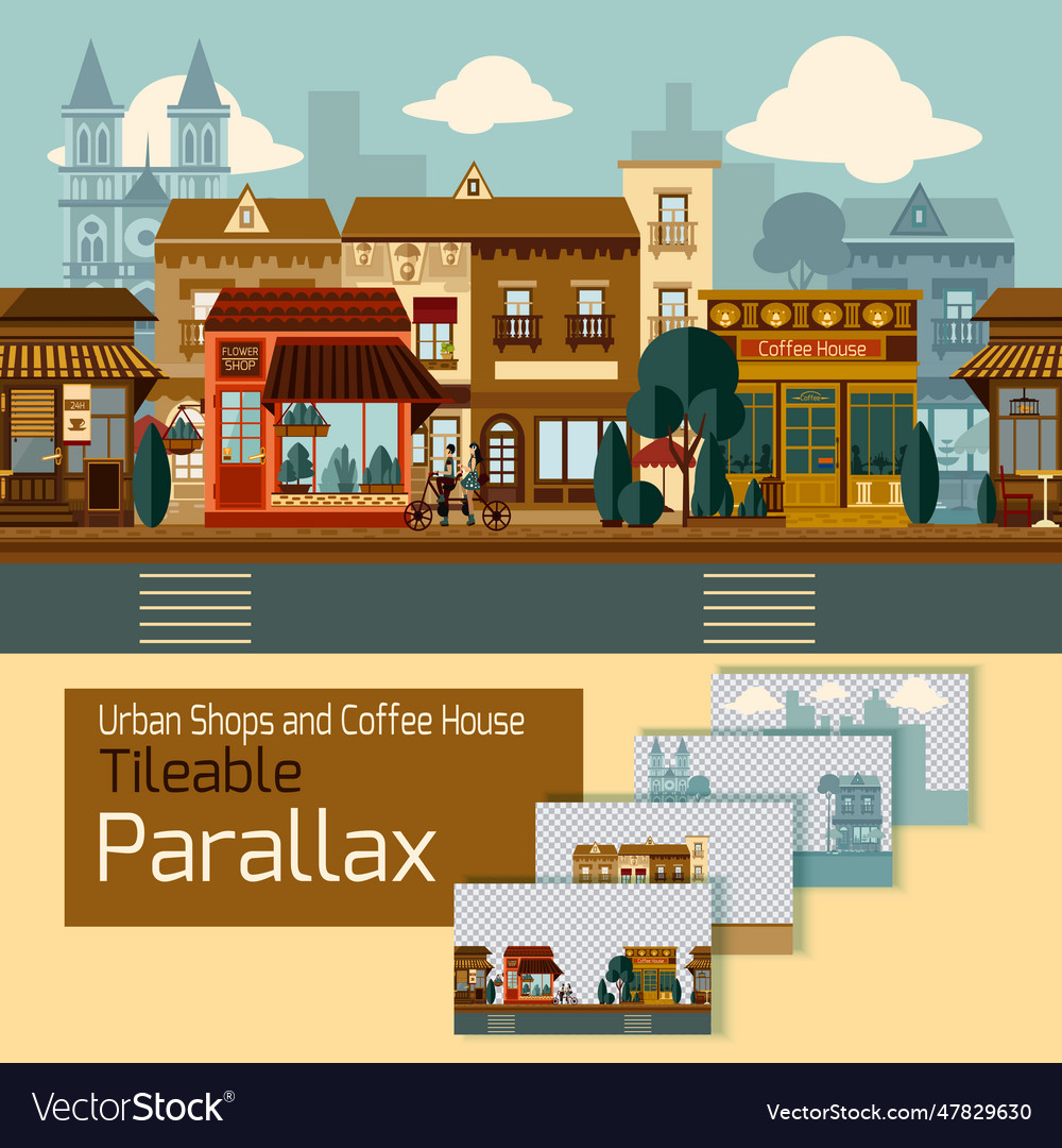 Shops tileable parallax vector image Shops tileable parallax