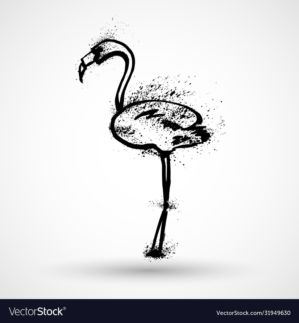 Stylish flat design flamingo icon silhouette vector image Stylish flat design flamingo icon silhouette