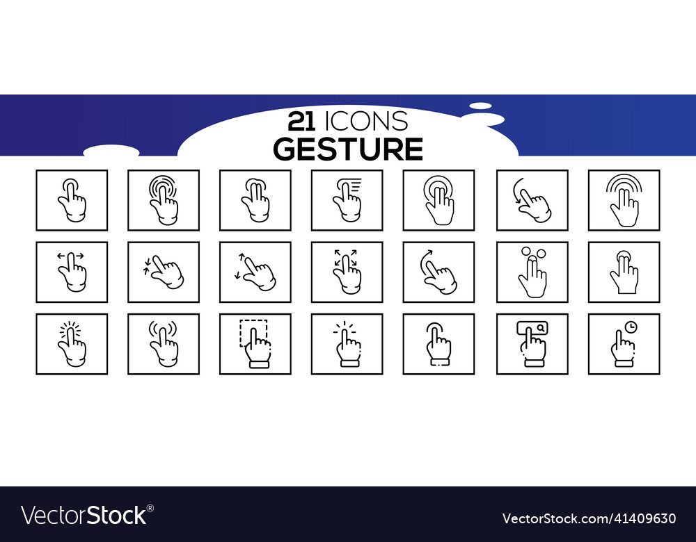 Touch screen gestures icons in thin line style