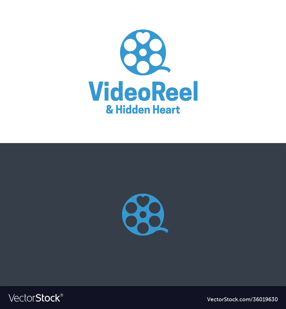 Video reel and hidden heart logo icon Royalty Free Vector