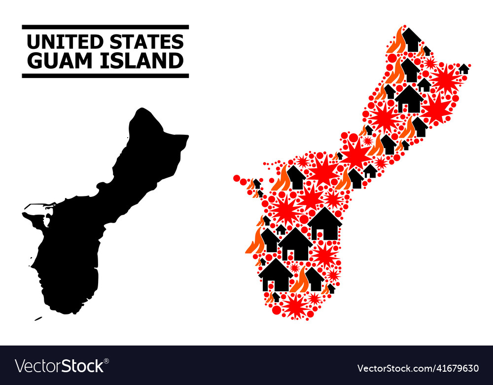 War mosaic map of guam island