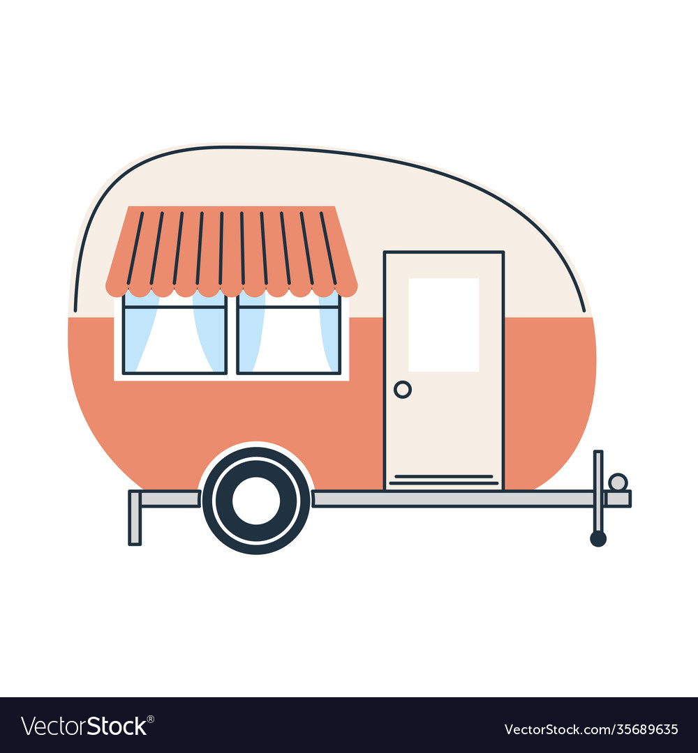 Camper trailer white and orange design