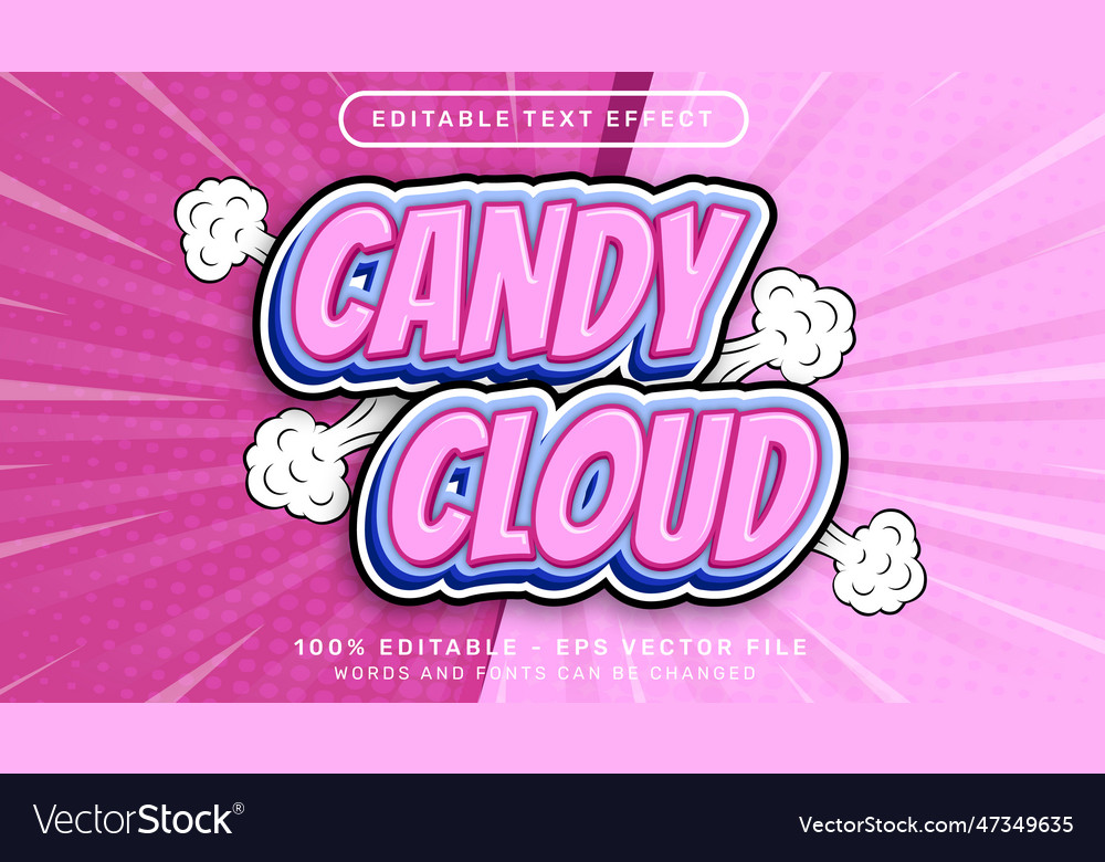 Candy cloud 3d text effect and editable