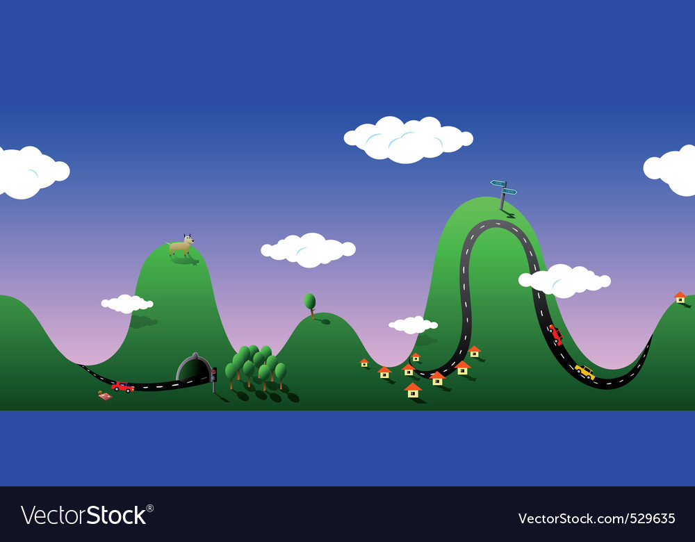 Cartoon hills Royalty Free Vector Image - VectorStock