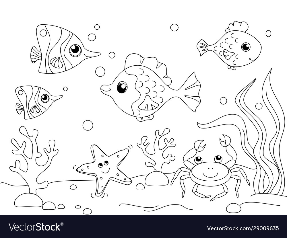 Children coloring underwater world the Royalty Free Vector