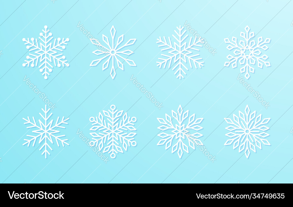 Christmas snowflakes collection white isolated Vector Image