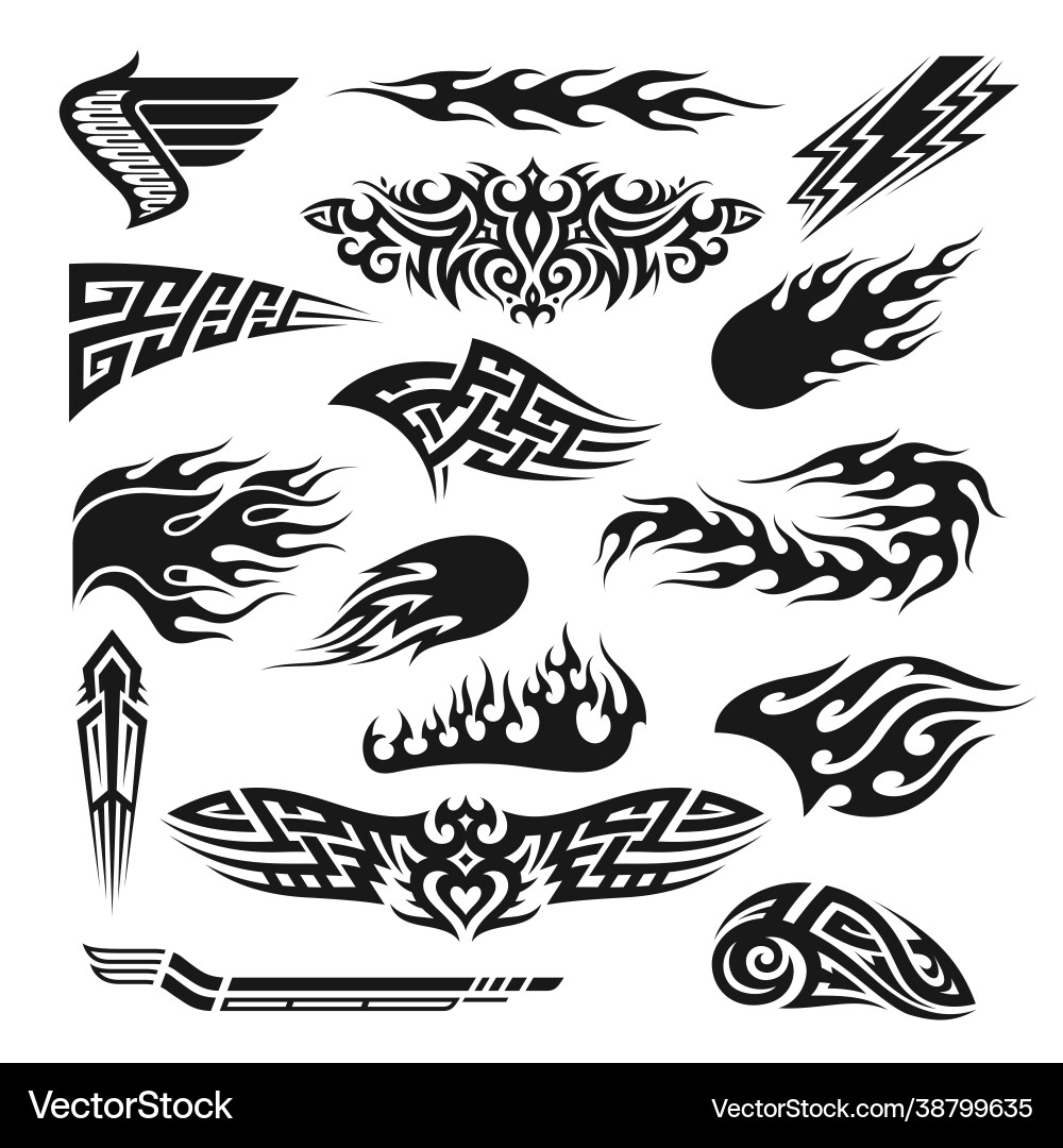 Collection monochrome car sticker flat Royalty Free Vector