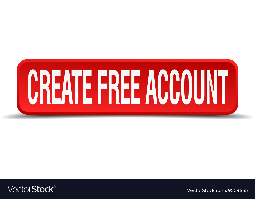 Create free account red three-dimensional square