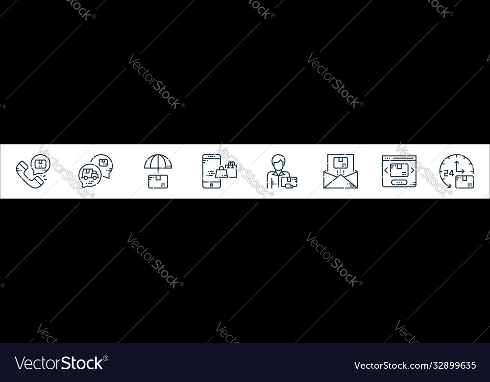 Delivery line icons linear set quality vector image Delivery line icons linear set quality