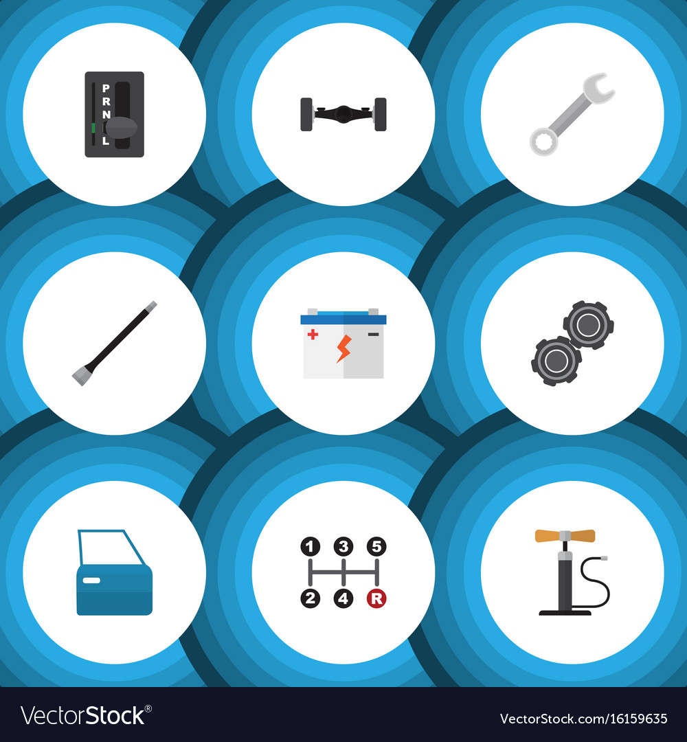 Flat icon service set of automobile part