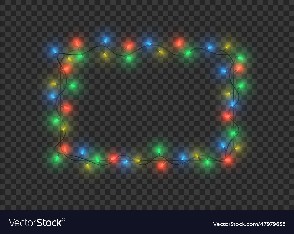 Garland frame christmas light colorful bulb Vector Image