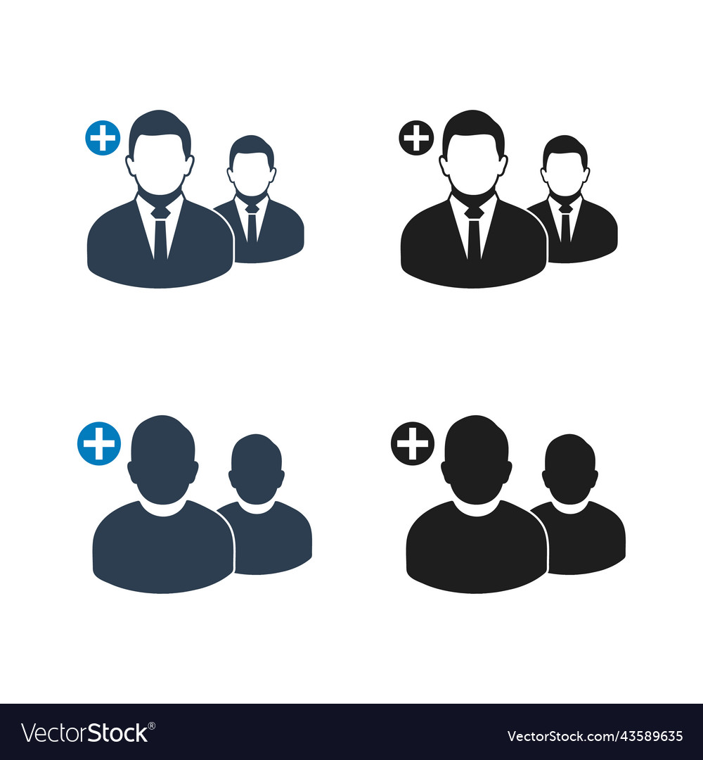 Increase add user icon set flat style eps