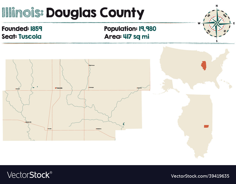 Map of douglas county in illinois