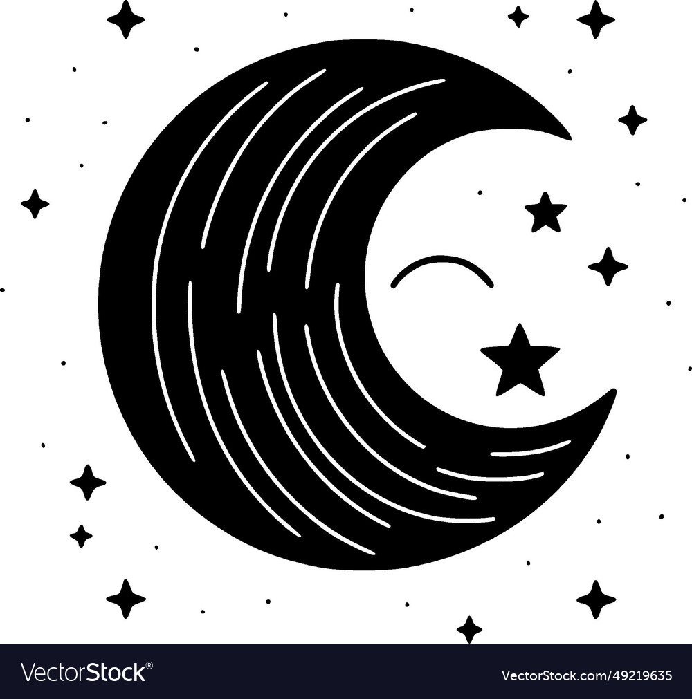 Moon - minimalist and flat logo Royalty Free Vector Image