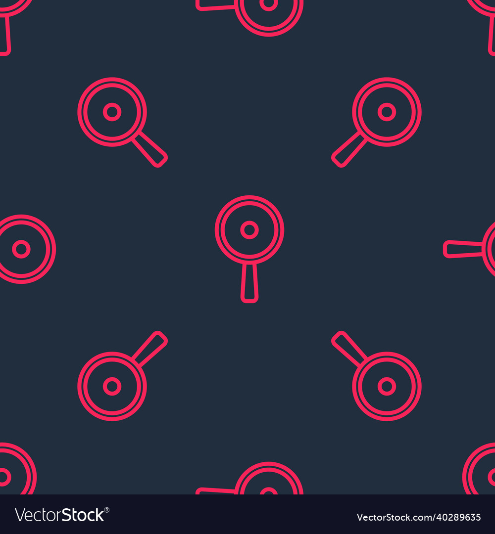 Red line frying pan icon isolated seamless pattern Vector Image Red line frying pan icon isolated seamless pattern