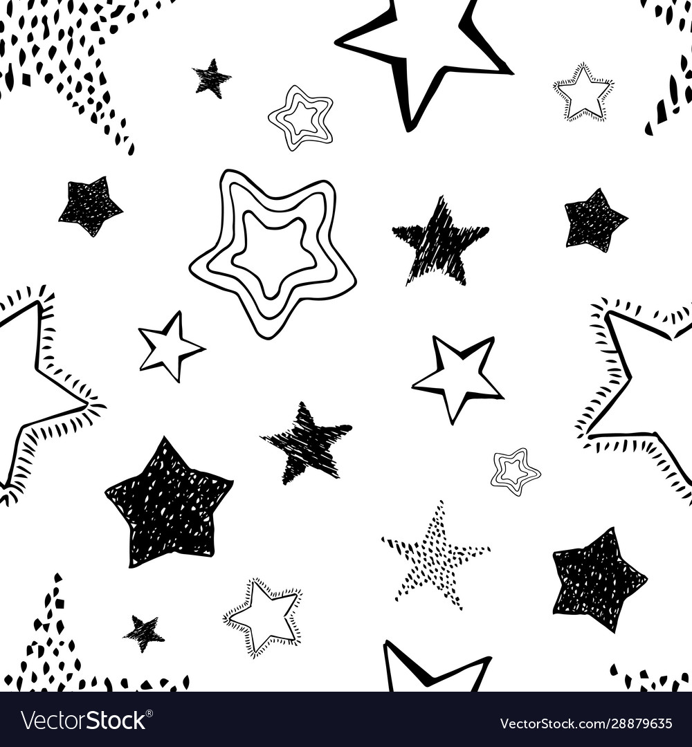 Seamless doodle hand drawn stars Royalty Free Vector Image