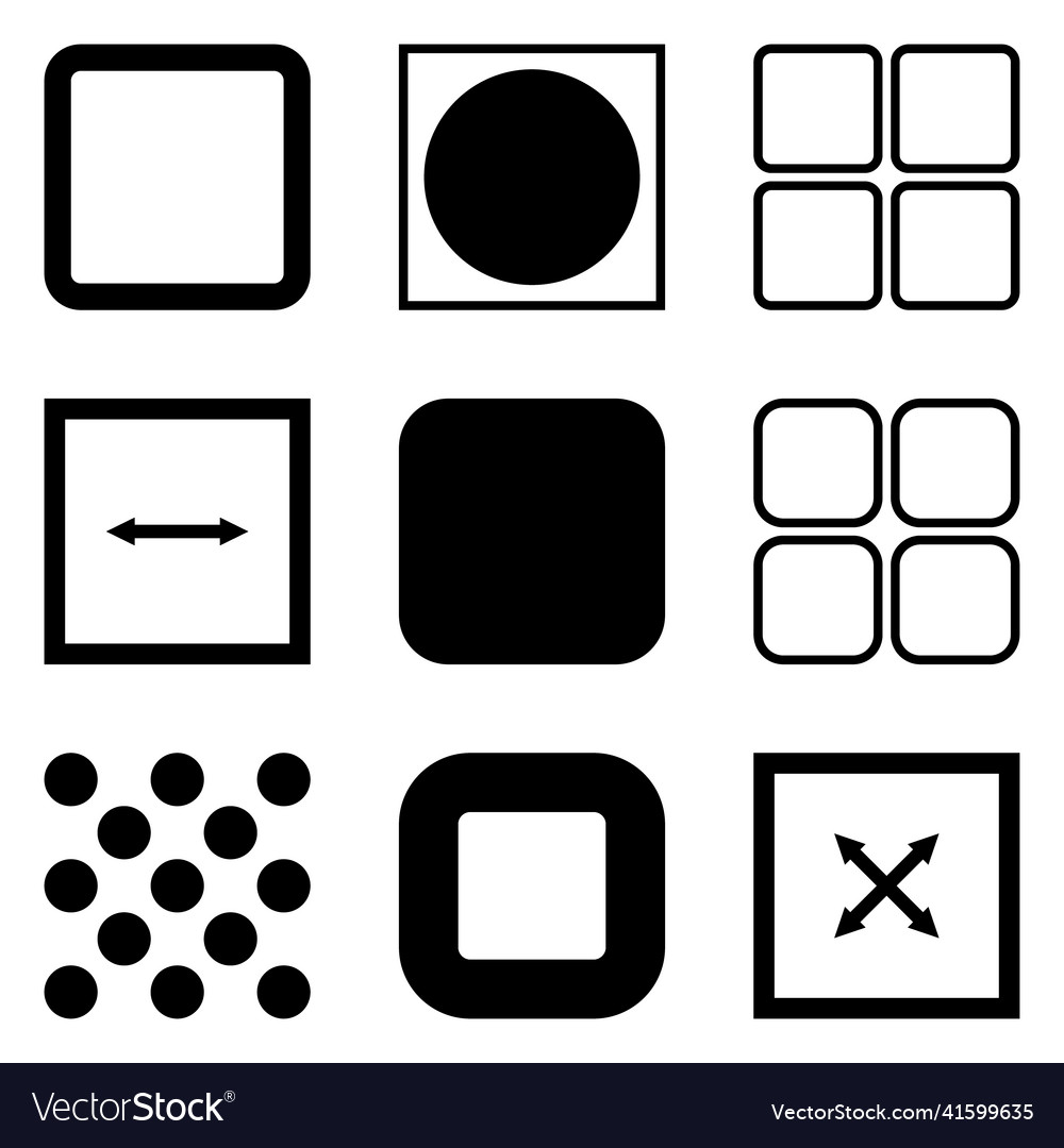 Square flat icon set isolated on white background Vector Image