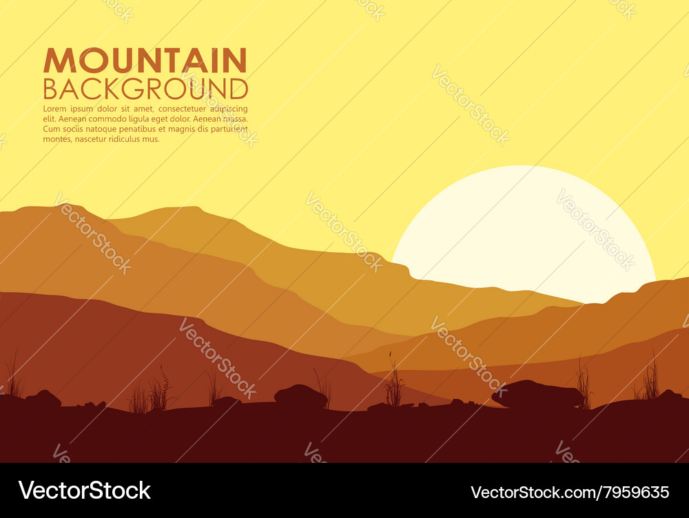 Sunset in mountains Royalty Free Vector Image - VectorStock