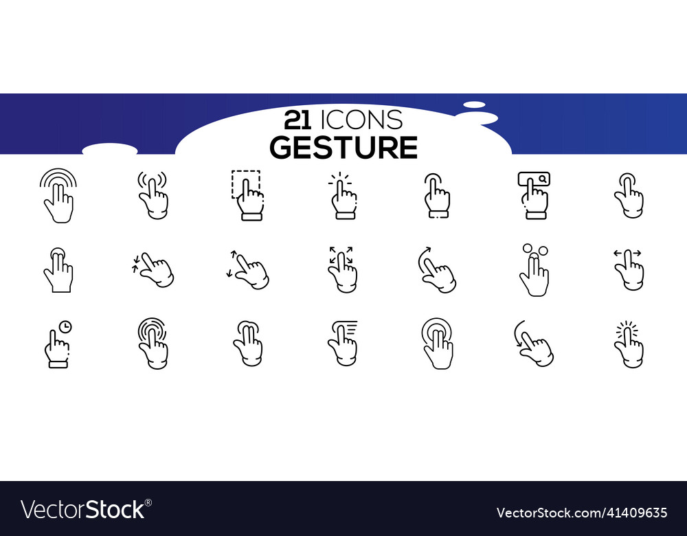 Touch screen gestures icons in thin line style Vector Image Touch screen gestures icons in thin line style