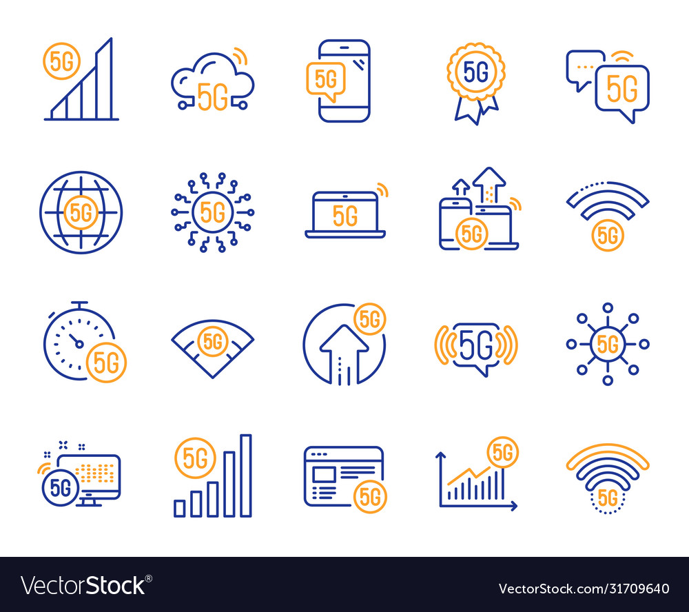 5g Technologielinie Icons mobiles Netzwerk schnell