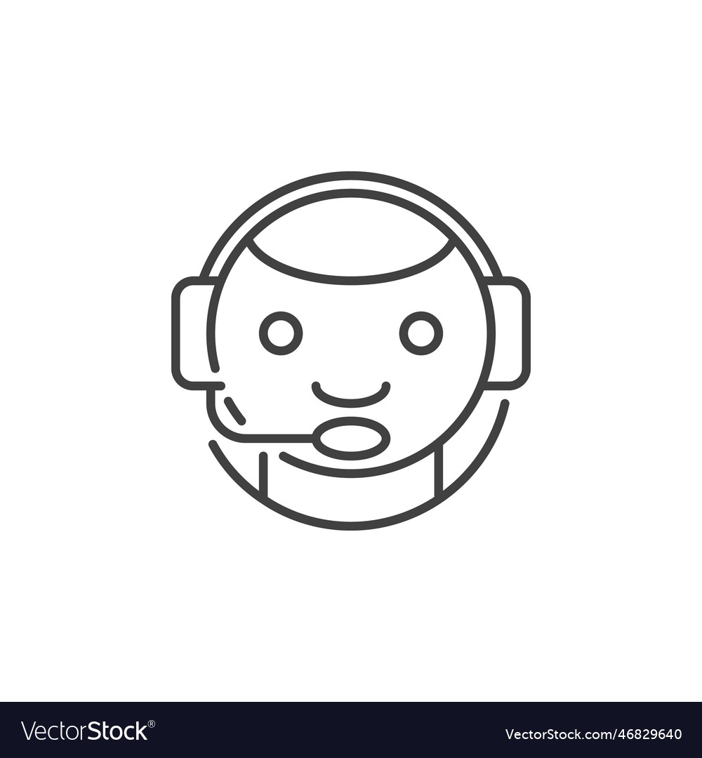 Chatbot with headset chat bot concept thin line