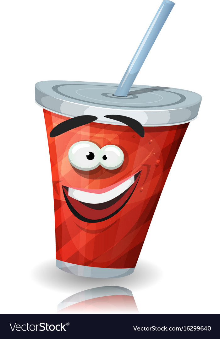 Cup soda character with straw Royalty Free Vector Image