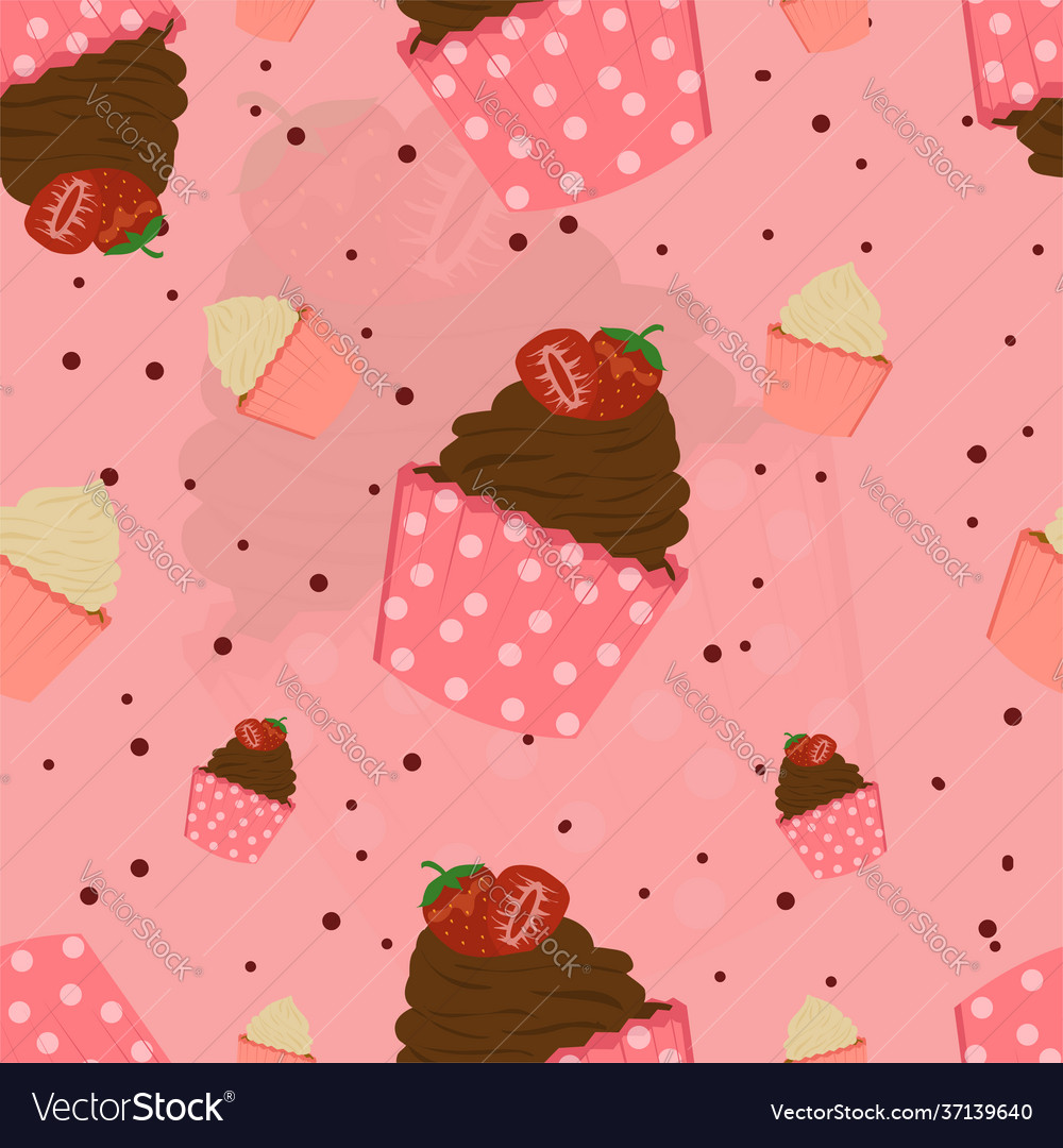 Cupcakes pattern background vector image Cupcakes pattern background