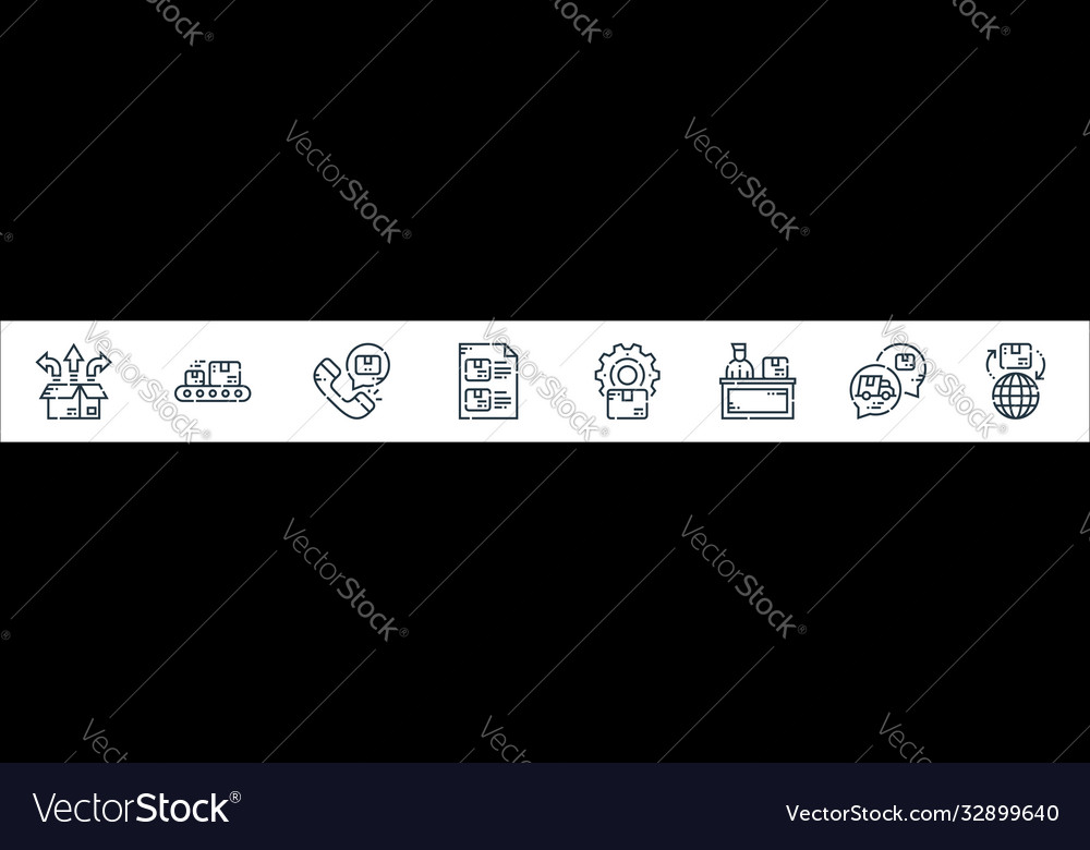 Delivery line icons linear set quality