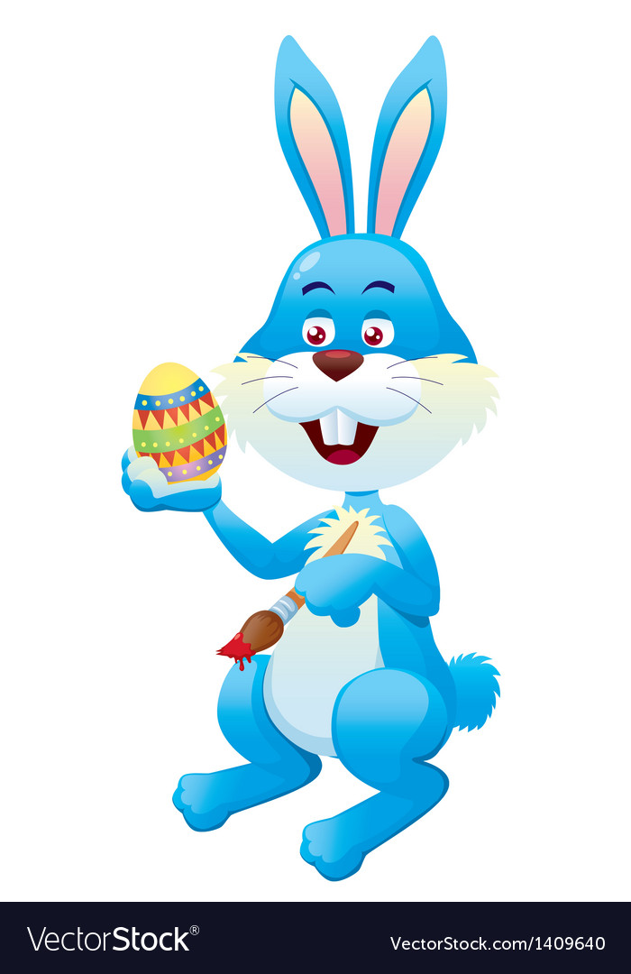 Easter bunny painting eggs Royalty Free Vector Image