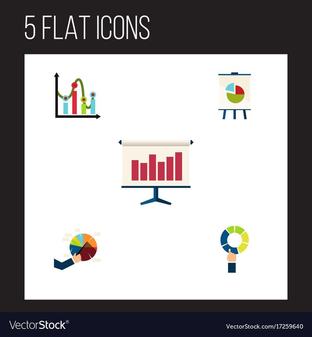 Flache Icon-Diagramm-Set von Graphensegment Leichtigkeit
