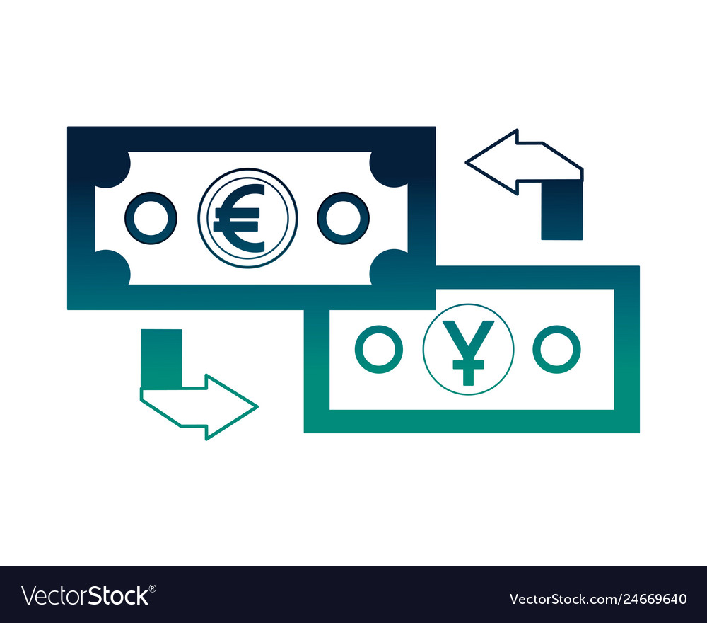 Foreign Exchange Money Banknote Yen Euro Transfer Vector Image Banknote Yen Euro Transfer Vector Image