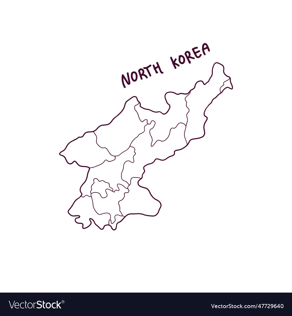 Hand drawn doodle map of north korea