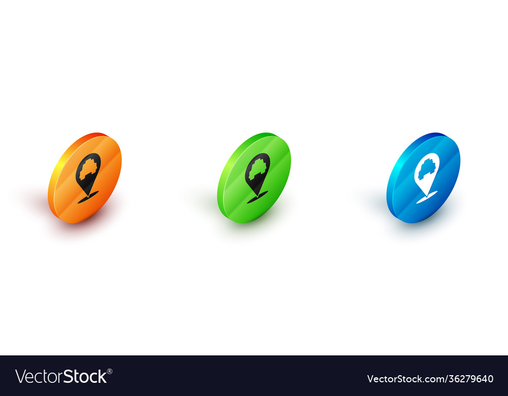 Isometric map pointer with taxi icon isolated Vector Image Isometric map pointer with taxi icon isolated