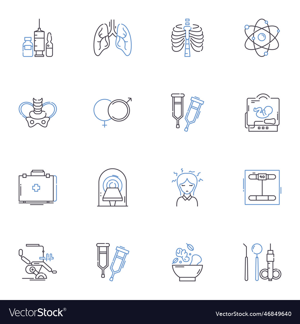 Mri scan line icons collection imaging procedure