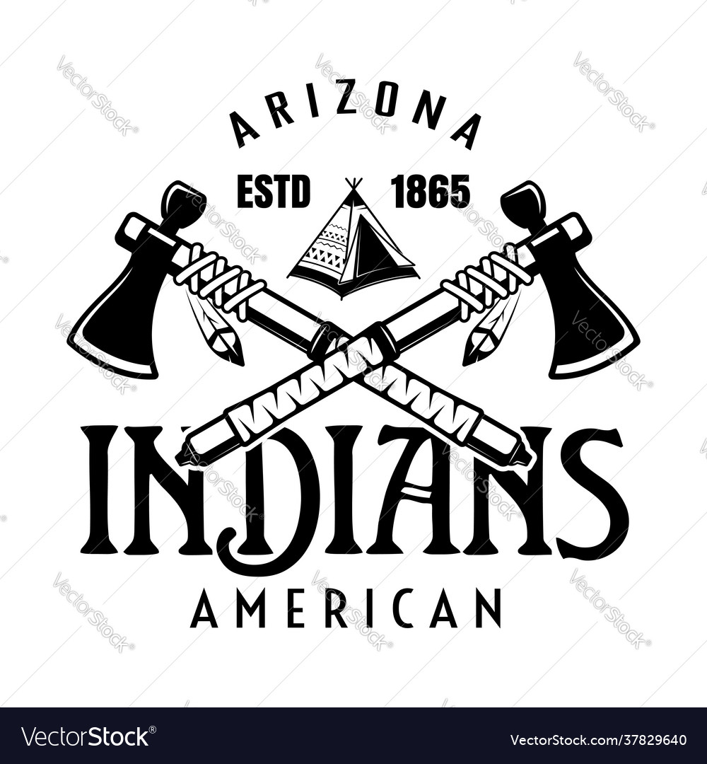 Native american indians vintage emblem vector image Native american indians vintage emblem