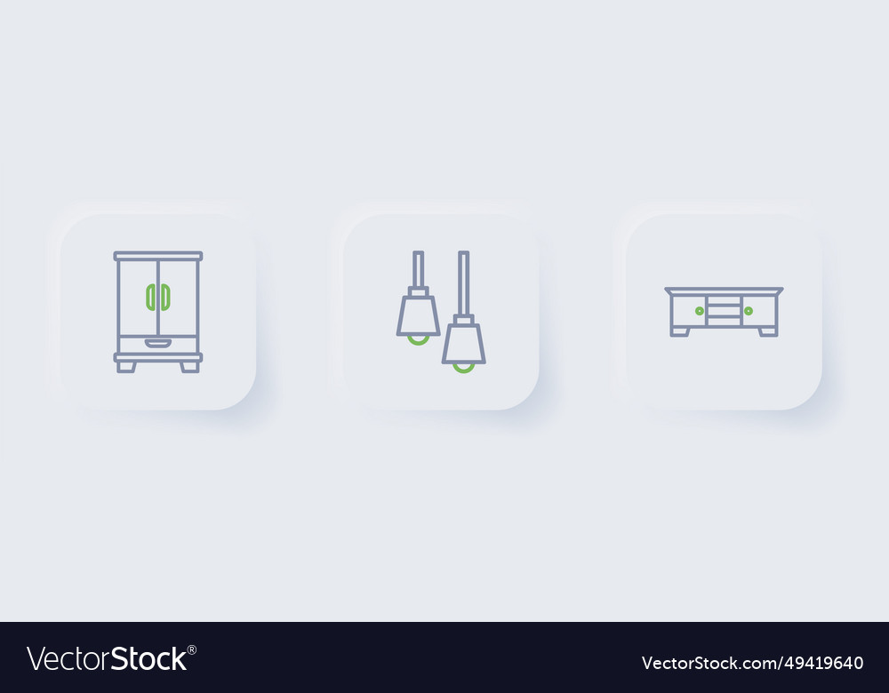 Set line tv table stand library bookshelf vector image Set line tv table stand library bookshelf