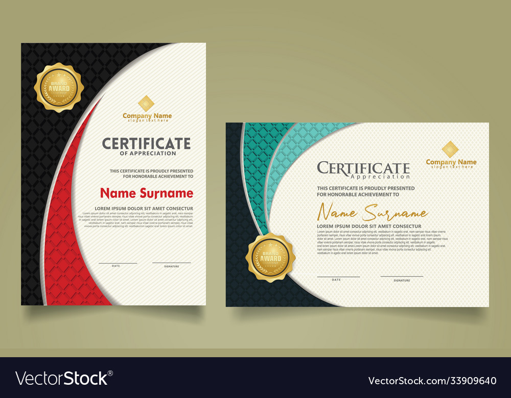 Set modern certificate template with realistic vector image Set modern certificate template with realistic