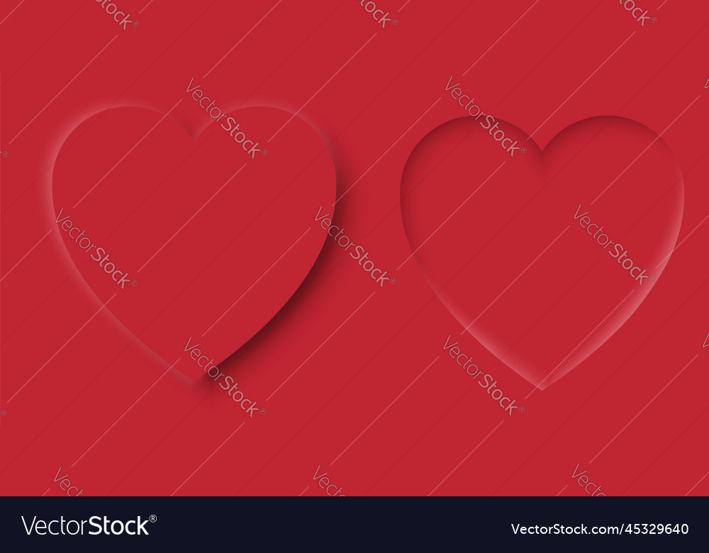 Set of red soft 3d heart shape frame design
