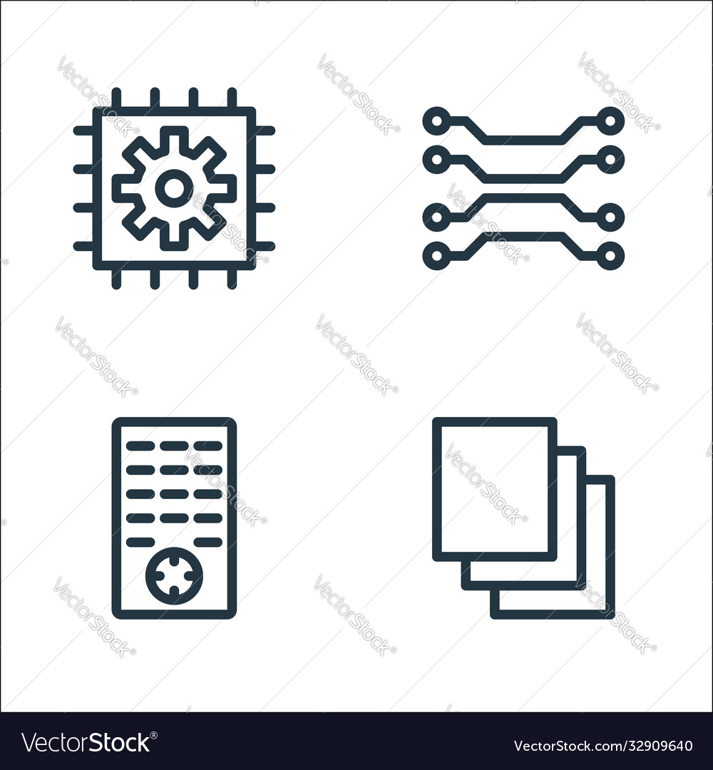 Technology line icons linear set quality vector image Technology line icons linear set quality