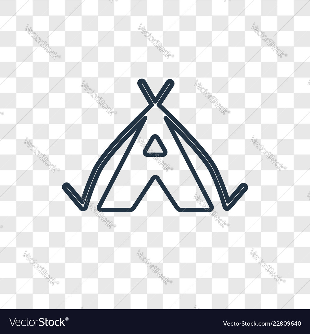 Tent concept linear icon isolated on transparent vector image Tent concept linear icon isolated on transparent