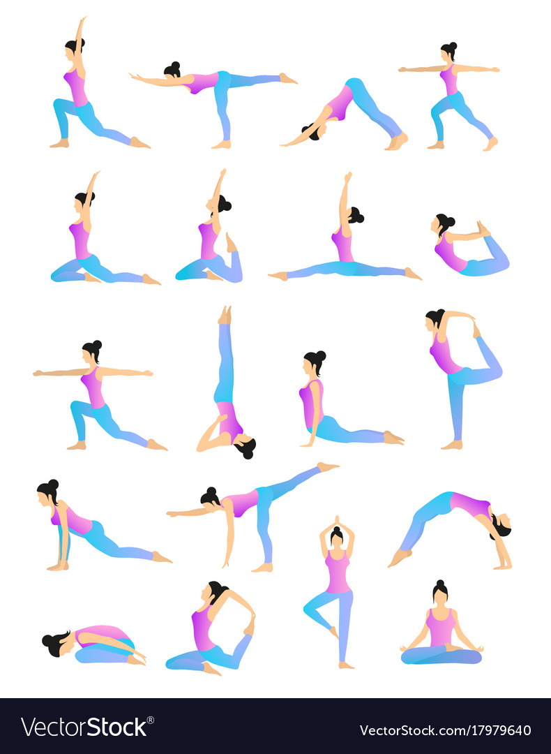 Yoga position set Royalty Free Vector Image - VectorStock