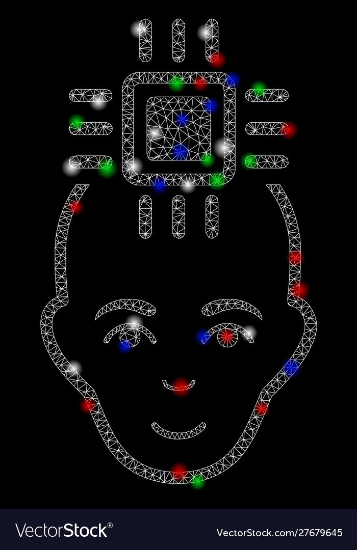 Bright mesh 2d neural computer interface vector image Bright mesh 2d neural computer interface