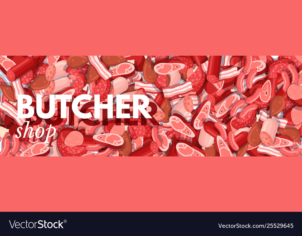 Butcher shop cartoon banner template