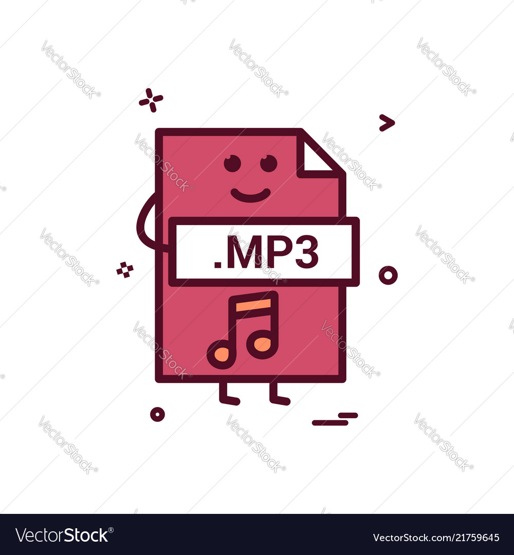 Computer mp3 file format type icon design vector image Computer mp3 file format type icon design
