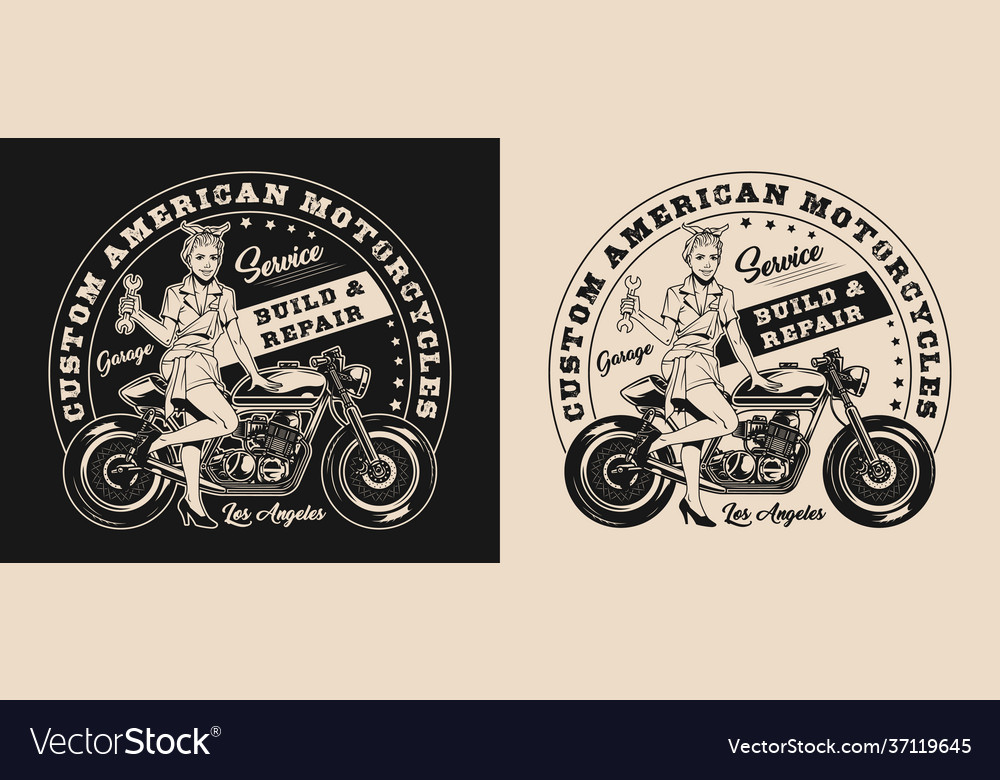 Custom Motorcycle Repair Service Logo Royalty Free Vector Custom Motorcycle Repair Service Logo