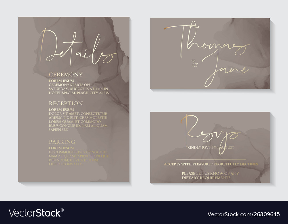 Luxury Soft Decor Dark Grey Wedding Invitation Vector Image