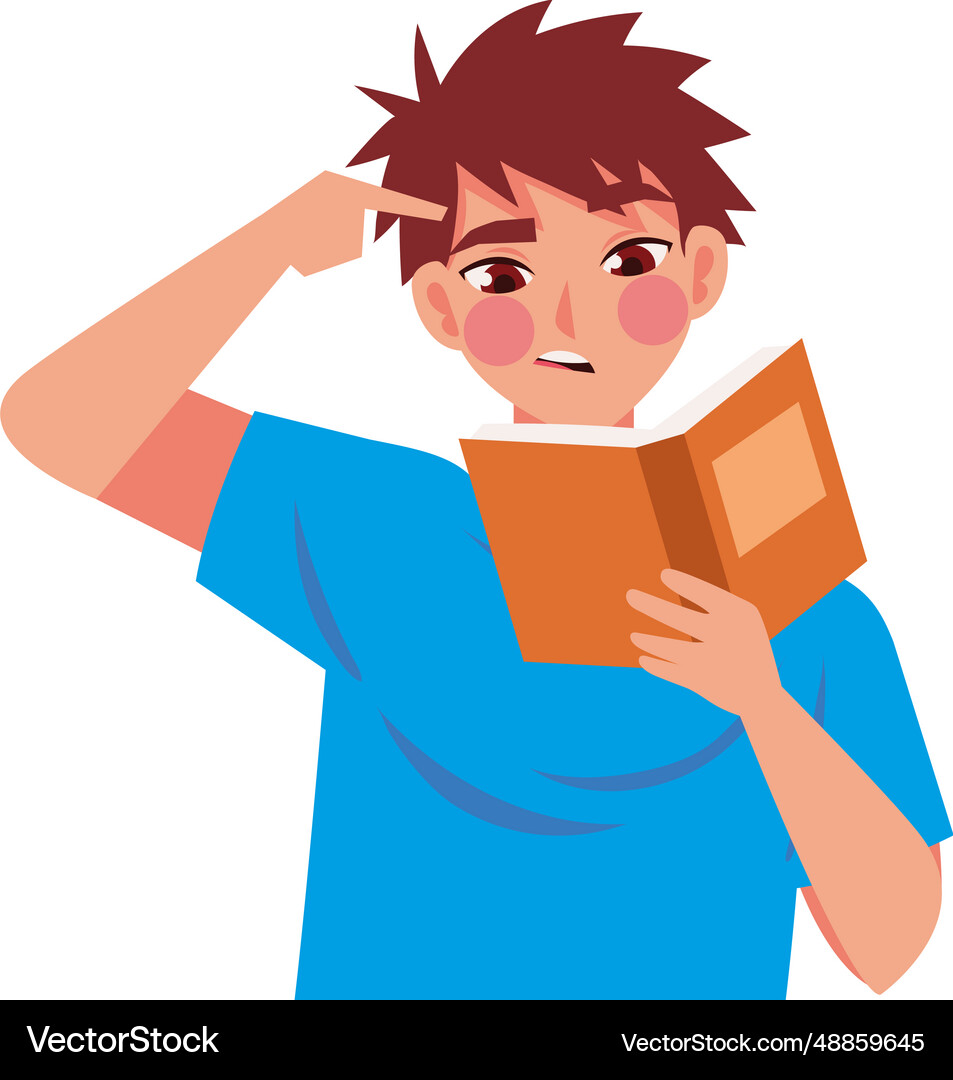 Man studying lesson Royalty Free Vector Image - VectorStock